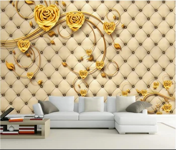 Beibehang Store brugerdefineret høj kvalitet læder blød pakke guld steg, opholdsstue, TV, sofa baggrund væggen hjem dekoration