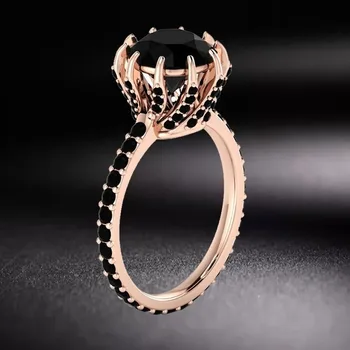 Bens Indstilling black crystal ringe stor nøgen ring sort perle engagement ring hot sælger ringe til kvinder