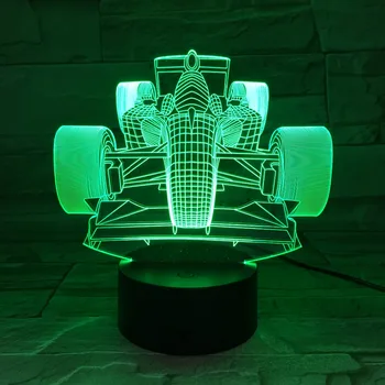 Bil Racing 3D Indretning LED Nat Lys 7 farveskift Sengen Nightlight Indendørs Belysning Bedste Gave til børnenes Dag