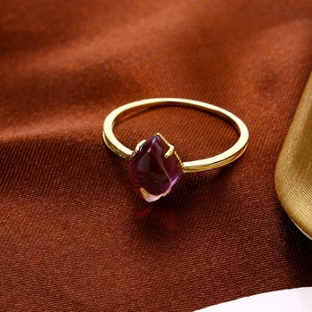 BK 9k Ægte Guld 585 Ametyst Ringe Til Kvinder Diamant Naturlige Lilla Ædelsten Smykker Bryllup, Engagement, Jubilæum Gaver