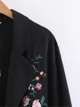 Bluser Kimono Cardigan Casual Dame Toppe Og Bluser Kimono Cardigan Blomster Sommeren langærmet Broderet Cardigan
