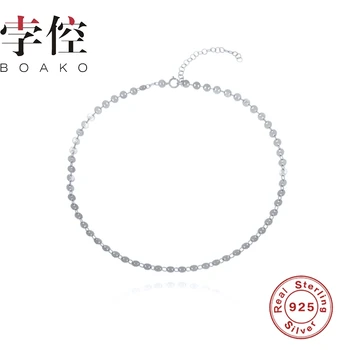 BOAKO Ins Meget Enkel Armbånd Til Kvinder 925 Sterling Sølv Charm Armbånd Oprindelige Logo Guld Og Sølv Pulseras