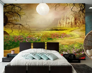 Brugerdefinerede 3D tapet, Fantasy princess castle landskab vægmaleri til stuen hotel KTV baggrund hjem dekoration tapet