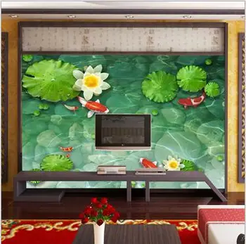 Brugerdefinerede 3d tapet stuen af Europa-type ni fisk figur TV-indstillingen wall paper 3 d stort vægmaleri tapet