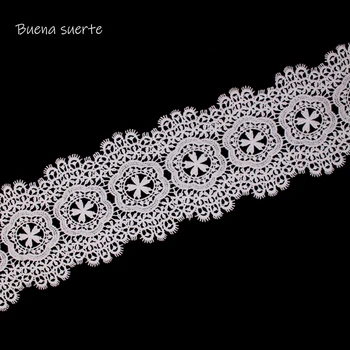 Buena Suerte 10cm Høj Kvalitet Mælk Silke Broderet Blonde Bånd Sy Blonder Applique Trimmer Tape Bryllup Part Indretning Håndværk TM020