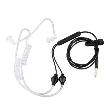 Bærbare Anti-Stråling Hovedtelefoner 3,5 mm Luft Akustisk Rør Ørestykke Stereo Hovedtelefon med Mikrofon til Smart Mobiltelefon