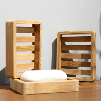 Bærbare Bambus Sæbeskåle Simple Manuelle Afløb Soap Box Badeværelse Badeværelse Sæbe Kasse Træ-Soap Magasin Holder