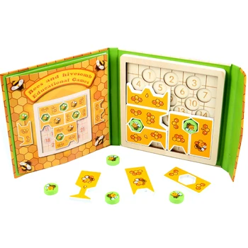 Børn Legetøj Montessori Træ Puslespil, I Begyndelsen Interaktiv Uddannelse Bi Spil Evnen Til At Tænke Tangram Puslespil Gave Børn