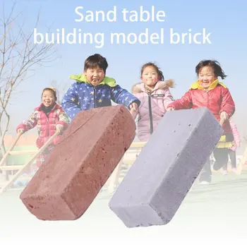 Børnehave Børn Diy-Manual Lektion Sand Tabel Bygningsmodel Murstensbygning Hus Simulering Mini Røde Mursten Grønne Fliser