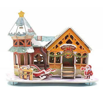 Børns 3D Puslespil, Pædagogisk Legetøj, Sæt byggeklodser, Tegnefilm Christmas Dessert House Puslespil Model Toy Gaver P341