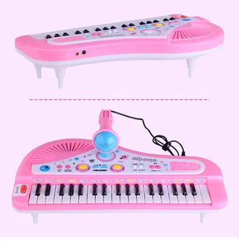 Børns Musikalske Instrumenter, Elektroniske Tastatur Klaver Pædagogiske 37-Tasten Plug-In med Mikrofon Multi-Funktion Musik Klaver