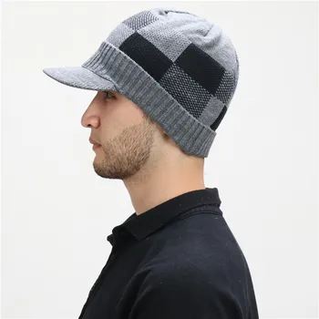CAMOLAND Vinter Thermal Skullies Huer Mænd Plus Fleece Afdækning af Caps Mode Plaid Design Strikket Huer Til Kvinder Bonnet Hat