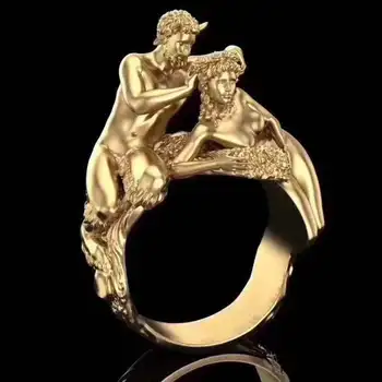 Cool Punk Mænds Finger Ring-Gold Metal Vintage Gamle Rom Figur Ringe til Kvinder Boho Gotiske Smykker Bague Homme