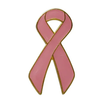 Custom metal pink ribbon revers badges, pins-Jern forgyldt messing+Maling+epoxy+butterfly-knappen for Fri fragt (30stk/masse)