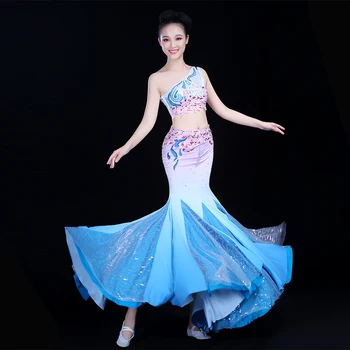 Dai Dans Nederdel Choi Wan Syd Fiskehale Nederdel Kostume Yunnan Etniske Peacock Dans Kostume Voksen Kvinde