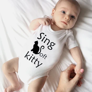 DERMSPE 2019 Sommeren Nye Casual Nyfødt Baby, Dreng, Pige, Korte Ærmer Brev Print Synge Bløde Kitty Bomuld Romper Baby Tøj Hvid