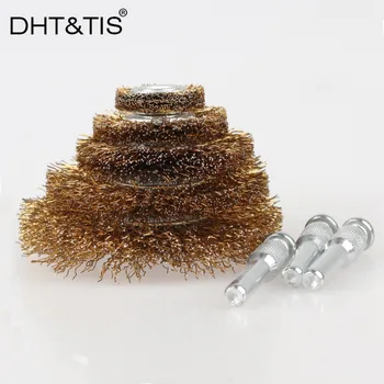 DHT&TIS 5 stykker Elektrisk Boremaskine stålbørste Fladskærms Stål Hjul Sæt Metal Derusting 6mm Skaft