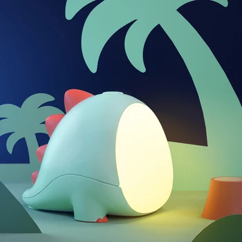 Dinosaur Nat Lys USB-Genopladelige for Børn Toy bordlampe 3d-Nat Lys Timing Soveværelse Søde Fodring Lys