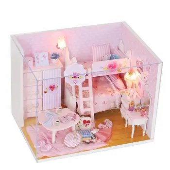 DIY Doll House Model Dukke Huse, Tilbehør, Møbler Miniature Dukkehus 3D Træ-Julegave Legetøj Til Børn Kit