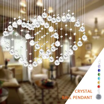 DIY Hængende Farverige Ottekantede Perler Crystal Suncatcher Lys String Vedhæng med Hjem Have Dekorativt Ornament Smykker