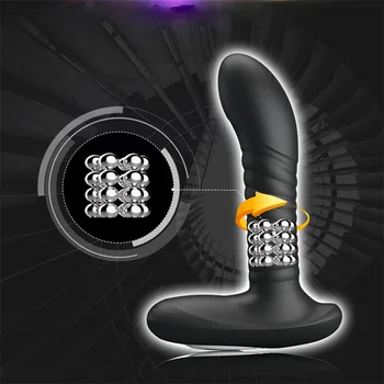 Drej Perler Anal Vibrator-Plug Voksen Sex Legetøj Til Mænd, 12 Hastighed Prostata Massage Vibrerende Butt Plug For Mandlige Masturbator Sex Shop