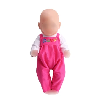Dukke tøj rose rød kulør overalls passer 43 cm baby dukker og 18 tommer Pige dukker tilbehør a14