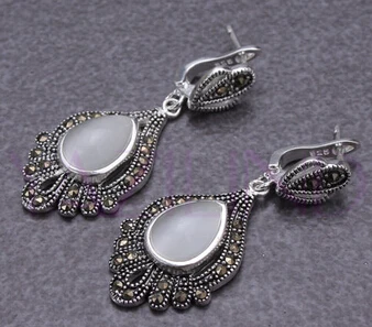 Elskende kvinder godt 11.23 Elegant oval perle dingle piercede øreringe Rabat perle sten 925 Smykker, ædle frue s