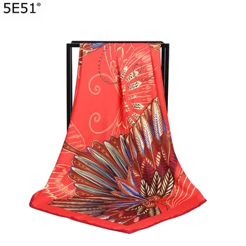 Fashion Kvinder bløde satin mærke tørklæde / stor butterfly Maleri Trykt quare silke tørklæder 100cm / Gaver Furoshiki dug