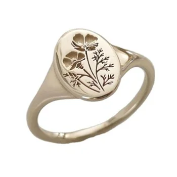 Fine Ovale vilde blomster Ring Udsøgt Print Mønster, Blomster Daisy Blomst Ring for Kvinder Krans håndlavede Smykker Tilbehør