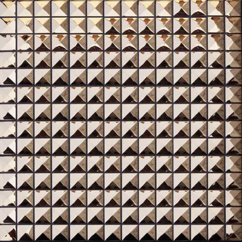 Flere farver til rådighed moderne familie dekoration metal pyramide mosaik fliser rustfrit stål 3D konveks wall sticker