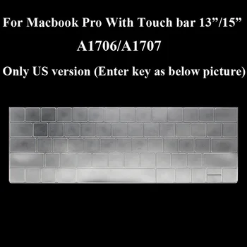 For Macbook Pro Touch Bar 13.3 15 A1706 A2159 A1707 Silikone Keyboard Dække Huden TouchBar A1989 A1990 OS Tastatur Protektor