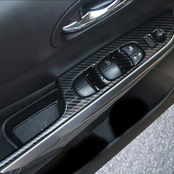 For Nissan Navara NP300 2016-2019 bilrude Glas Lift-Kontakten Knappen på Panelet Dække Trim Mærkat Tilbehør,Carbon Fibre