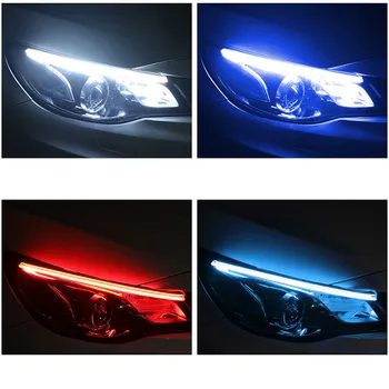 For to-farve streamer blinklyset bil LED ultra-tynd lysleder-bar 60 45 30 cm