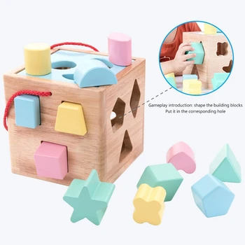 Form Sortering Cube Baby Buksetrold Toy Klassiske Træ-Toy Gave til Børn Læring Pædagogiske Farve Anerkendelse Legetøj