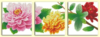 Fortune kommer med blomster(Treenighed) cross stitch kits hvide lærred broderi sæt syning håndlavede håndværk i hjemmet indretning