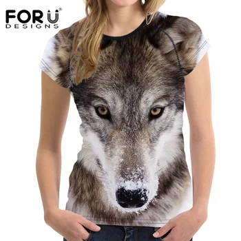 FORUDESIGNS Cool 3D Wolf Hund Kvinder Short T-Shirt Afslappet Bodybuilding Kvinde T-shirt-Nyhed Slank Sommer Grundlæggende Shirts Feminine Ny