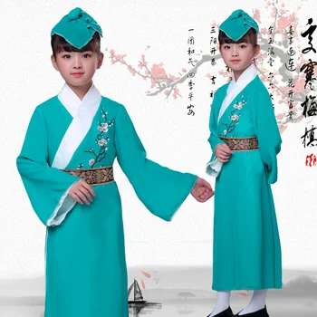Gammel Traditionel Kinesisk Dans Kostumer til Drenge, Piger Klassisk Hanfu Robe Folk Lærd Kostume udførelsesfasen Kjole