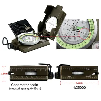 Geologi Kompas for Professionel Militær Hær Observation Lysende Kompas for Udendørs Vandreture Camping Udendørs Kompas