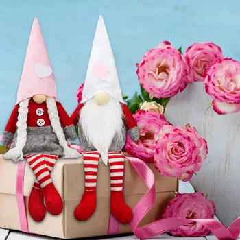 Gnome-Long-legged Festlige Plys Rudolph Dukke Legetøj Til Børn Valentinskort Dag Gave Til Kæreste, Kæreste Par Ansigtsløse Dukke