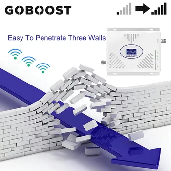 GOBOOST Tri-Band Signal Repeater 2G GSM 850-900 UMTS 3G-2100 Trådløse Forstærker 4G LTE TDD 1800 og 2600 MHz Mobiltelefon Booster