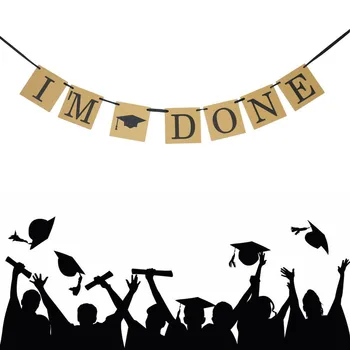 Graduation Party Decorations I'm Done Banner Congrats Grad Banner Photo Props Foil Balloons Candy Box Cake Topper Class of 2021