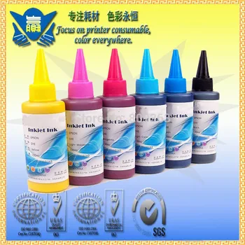 Gratis forsendelse!!!Universal 6 farve ,6*100 ml genopfyldning Dye blæk til de fleste EPSON-Printere