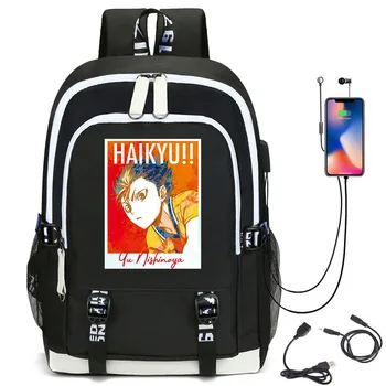 Haikyuu Karasuno VBC Animationsfilm skoletasker Hinata Shoyo indstillinger indstillinger USB-Port Laptop Backpack Oxford Rejse Bagpack Skulder Tasker