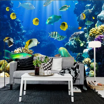 HD Undersøiske Verden Tropiske Fisk Foto Tapet Stue Restaurant Børne Værelse Interiør Vægmaleri Papel De Parede 3D-Sala
