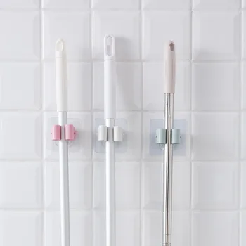 Hjem selvklæbende mop klip badeværelse punch-gratis mop rack krog badeværelse problemfri krog kost bøjle