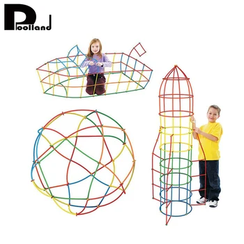 Hot salg 100Pcs Plast 4D Halm byggesten Fælles Sjovt Udvikling Legetøj Geometriske Form-Blok For Drenge og Piger Dropshipping