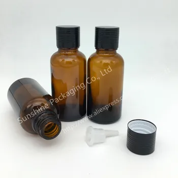 Hot salg 10stk 30 ml amber glas flaske med opløsning, høj kvalitet skrue om æterisk olie flaske , flaske emballage