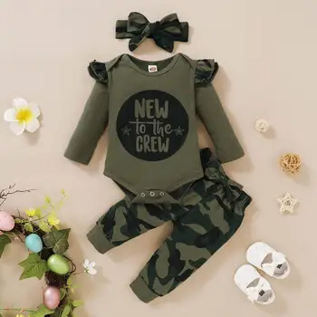 Hot Salg Gratis Forsendelse Baby Pige/Dreng Tøj, Smarte Brev Print Pige Dreng Tøj Barn Langærmede Camouflage Sæt