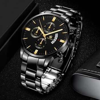 Hot sælger top luksus mænds militære kvarts ur til mænd i rustfrit stål legering dato kalender mandlige ur se Relogio Direkte