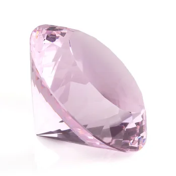 Høj Kvalitet 80mm Runde Glas Krystal Diamant-Formede Brevpresser Pink Gave Pynt